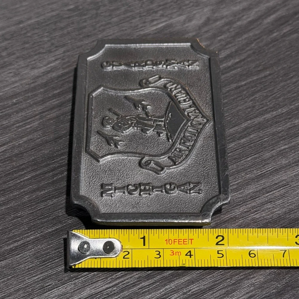 Vtg Michigan Air National Guard Belt Buckle Hit Line USA Military‎ Silver Tone